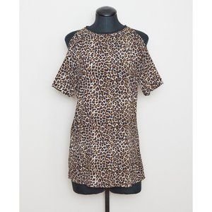 Motel Rocks XS Cold Shoulder Leopard Dress